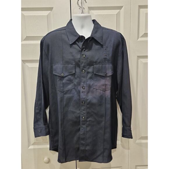 Transcon Tactical Uniform Flame-Resistant Button Down Up Shirt XXL Navy Defects - Picture 1 of 9
